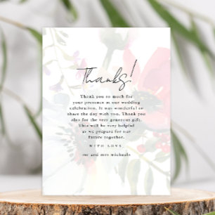 Kleurrijke Bloemen Overaly Trouwfoto Dank u Briefkaart