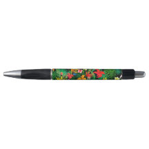 Kleurrijke Bloemen & Palmbladeren op Zwart