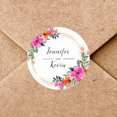 Kleurrijke Bloemen Pampas Grass Bruiloft Ronde Sticker