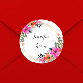 Kleurrijke Bloemen Pampas Grass Bruiloft Ronde Sticker