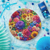 Kleurrijke Bloemen Papier Bord (Feest)