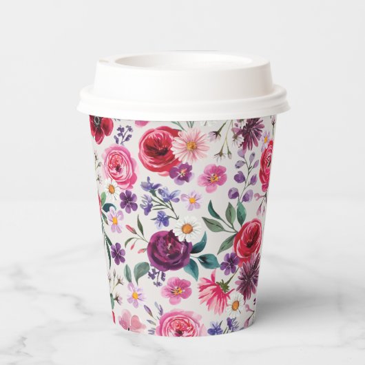 Kleurrijke Bloemen Papier Cups Papieren Bekers (Achterkant)