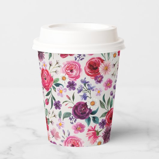 Kleurrijke Bloemen Papier Cups Papieren Bekers (Voorkant)