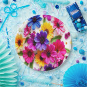 kleurrijke bloemen papieren bordje (Feest)