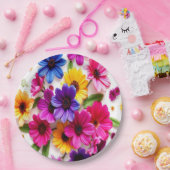 kleurrijke bloemen papieren bordje (Feest)