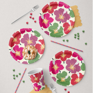 Kleurrijke bloemen papieren bordje