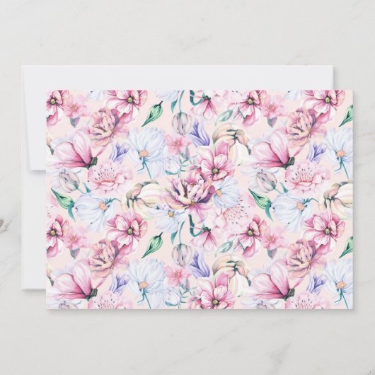 Kleurrijke Bloemen Pasen Brunch & Ei Hunt Kaart (Achterkant)