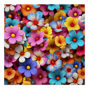 Kleurrijke Bloemen Patroon-20240 Perfect Poster