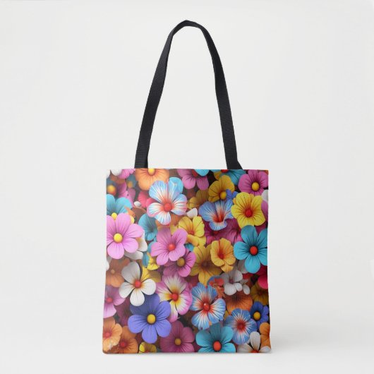 Kleurrijke  Bloemen Patroon-20240 Tote Bag (Voorkant)