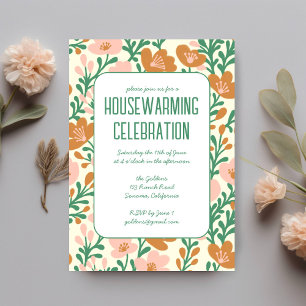 Kleurrijke Bloemen Patroon Custom HOUSEWARMING PAR Kaart