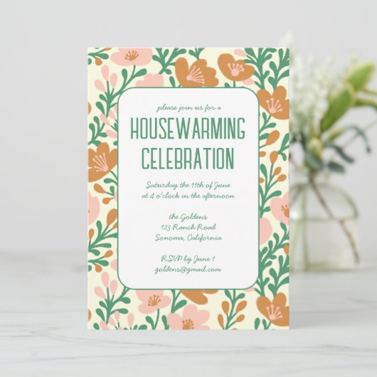 Kleurrijke Bloemen Patroon Custom HOUSEWARMING PAR Kaart (Staand voorkant)