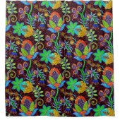 Kleurrijke bloemen patroon glas-kralen textuur douchegordijn (Voorkant)