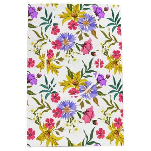 Kleurrijke  bloemen patroon middelgrote cadeautas (Voorkant)
