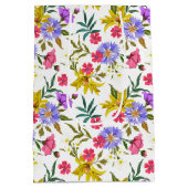 Kleurrijke  bloemen patroon middelgrote cadeautas (Achterkant)