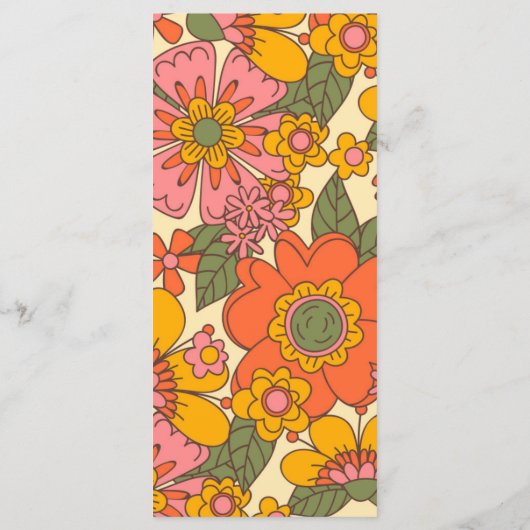 Kleurrijke Bloemen Patroon Retro Boho 70s bruiloft Menu (Achterkant)