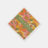 Kleurrijke Bloemen Patroon Retro Boho 70s bruiloft Servet (Hoek)