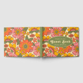 Kleurrijke Bloemen Patroon Retro Boho 70s Huwelijk Gastenboek (Volledig)