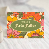 Kleurrijke Bloemen Patroon Retro Boho 70s Huwelijk Kaart