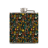 Kleurrijke Bloemen Patroon & Suiker Schedel Heupfles (Achterkant)