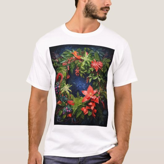 kleurrijke bloemen patroon T-Shirt (Voorkant)