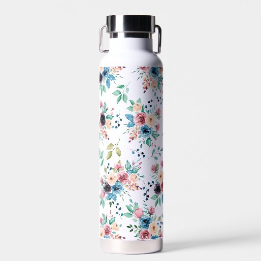 Kleurrijke bloemen patten waterfles (Voorkant)