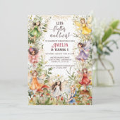 Kleurrijke Bloemen Pixie Feeën & Paddenstoelen Ver Kaart (Staand voorkant)