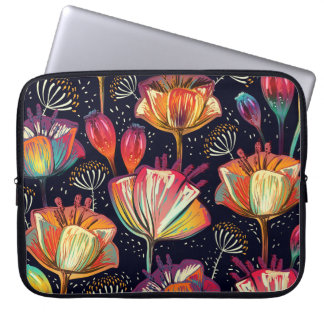 Kleurrijke Bloemen Planten  Patroon Laptop Sleeve