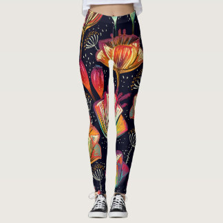 Kleurrijke Bloemen Planten Patroon Leggings