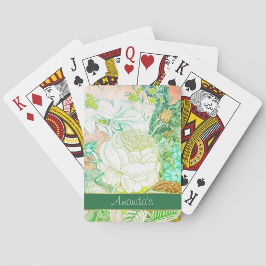 Kleurrijke  bloemen pokerkaarten (Achterkant)