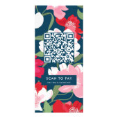 Kleurrijke Bloemen prijslijst met QR Code Blauw Reclamekaart (Achterkant)