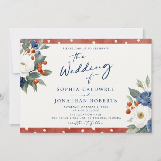 Kleurrijke Bloemen QR Code Wedding Kaart (Voorkant)