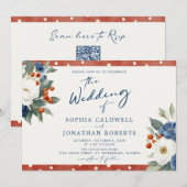 Kleurrijke Bloemen QR Code Wedding Kaart (Voorkant / Achterkant)