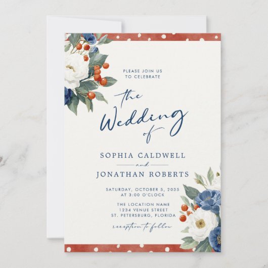 Kleurrijke Bloemen QR Code Wedding Kaart (Voorkant)