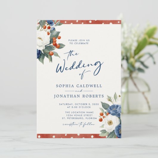 Kleurrijke Bloemen QR Code Wedding Kaart (Staand voorkant)