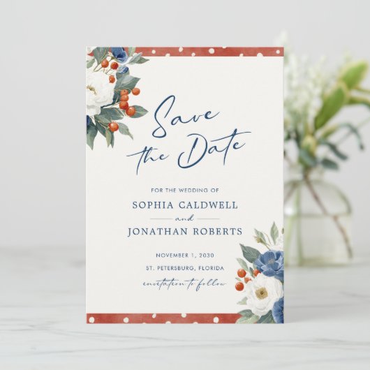 Kleurrijke Bloemen QR Code Wedding Save The Date (Staand voorkant)