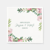 Kleurrijke bloemen rand bruiloft ontwerp servet (Voorkant)