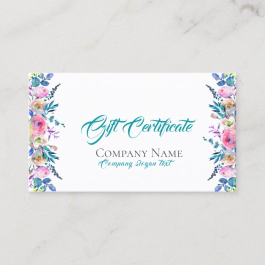 Kleurrijke Bloemen Rand Cadeaubon Sjabloon Kortingskaartje (Voorkant)