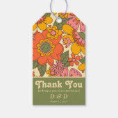 Kleurrijke Bloemen Retro  Dank u Cadeaulabel (Voorkant)