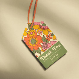 Kleurrijke Bloemen Retro  Dank u Cadeaulabel