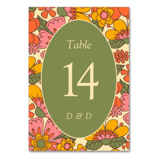 Kleurrijke Bloemen Retro Wedding Kaart (Voorkant)