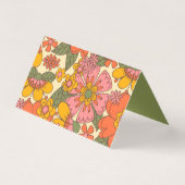 Kleurrijke Bloemen  Retro Wedding Place Card Kaart (Achterkant)