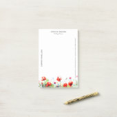 Kleurrijke bloemen & rode klaprozen post-it® notes (Op bureau)