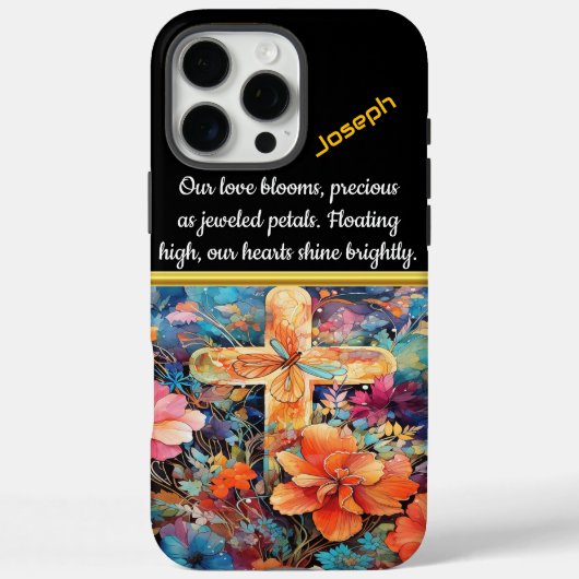 Kleurrijke bloemen rond een kruis Case-Mate iPhone case (Achterkant)