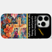 Kleurrijke bloemen rond een kruis Case-Mate iPhone case (Achterkant (horizontaal))