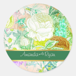 kleurrijke  Bloemen Ronde Sticker