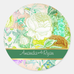 kleurrijke  Bloemen Ronde Sticker