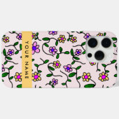 Kleurrijke bloemen, roze achtergrond, geel Case-Mate iPhone case (Achterkant (horizontaal))