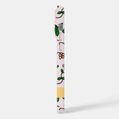 Kleurrijke bloemen, roze achtergrond, geel iPhone hoesje (Linkerkant)