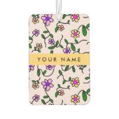 Kleurrijke bloemen, roze achtergrond, geel luchtverfrisser (Achterkant)