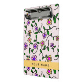 Kleurrijke bloemen, roze achtergrond, geel mini klembord (Angled2)